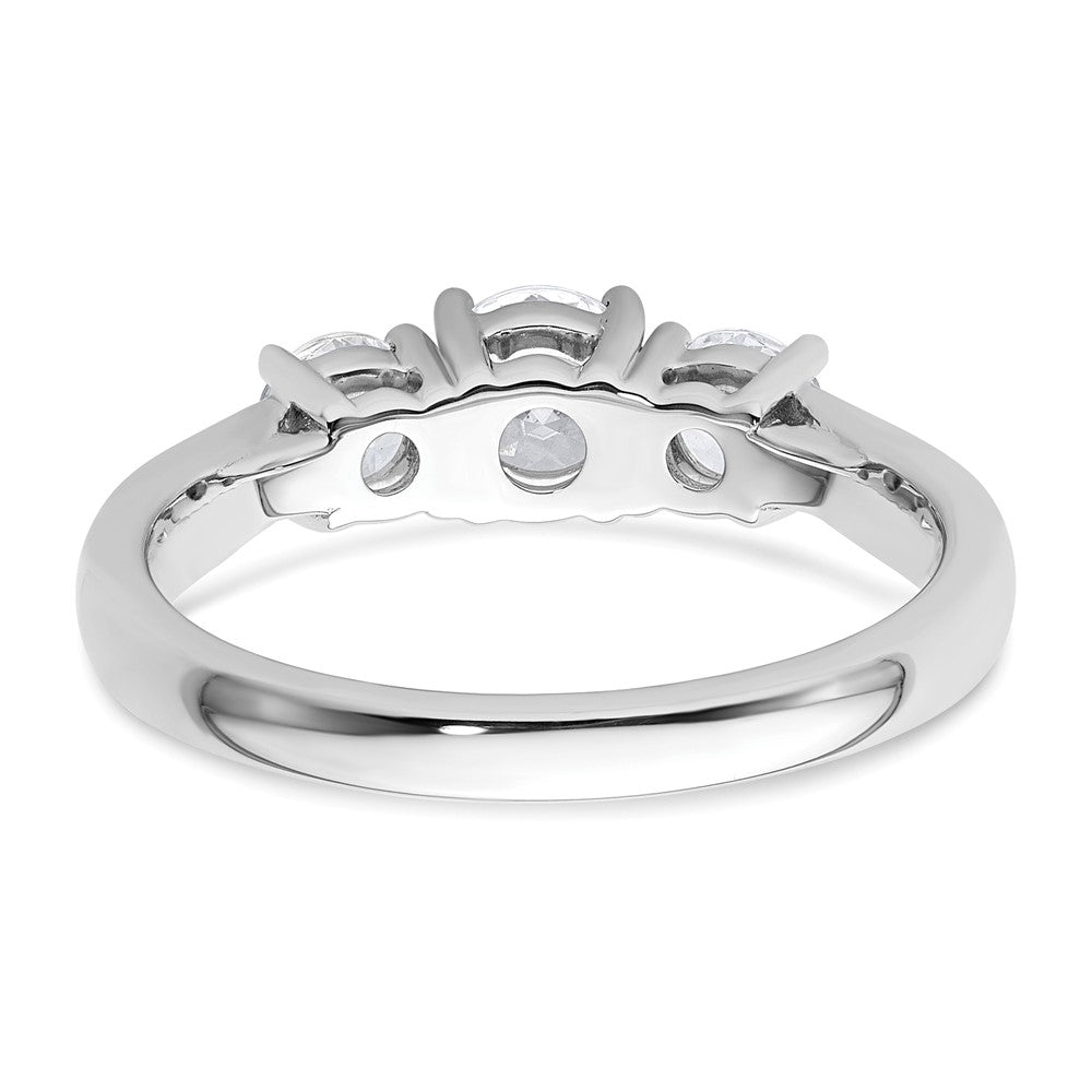 14k White Gold 1 ct Cert Lab Grown Diamond VS+ F+ 3 Stone Comp Eng Ring