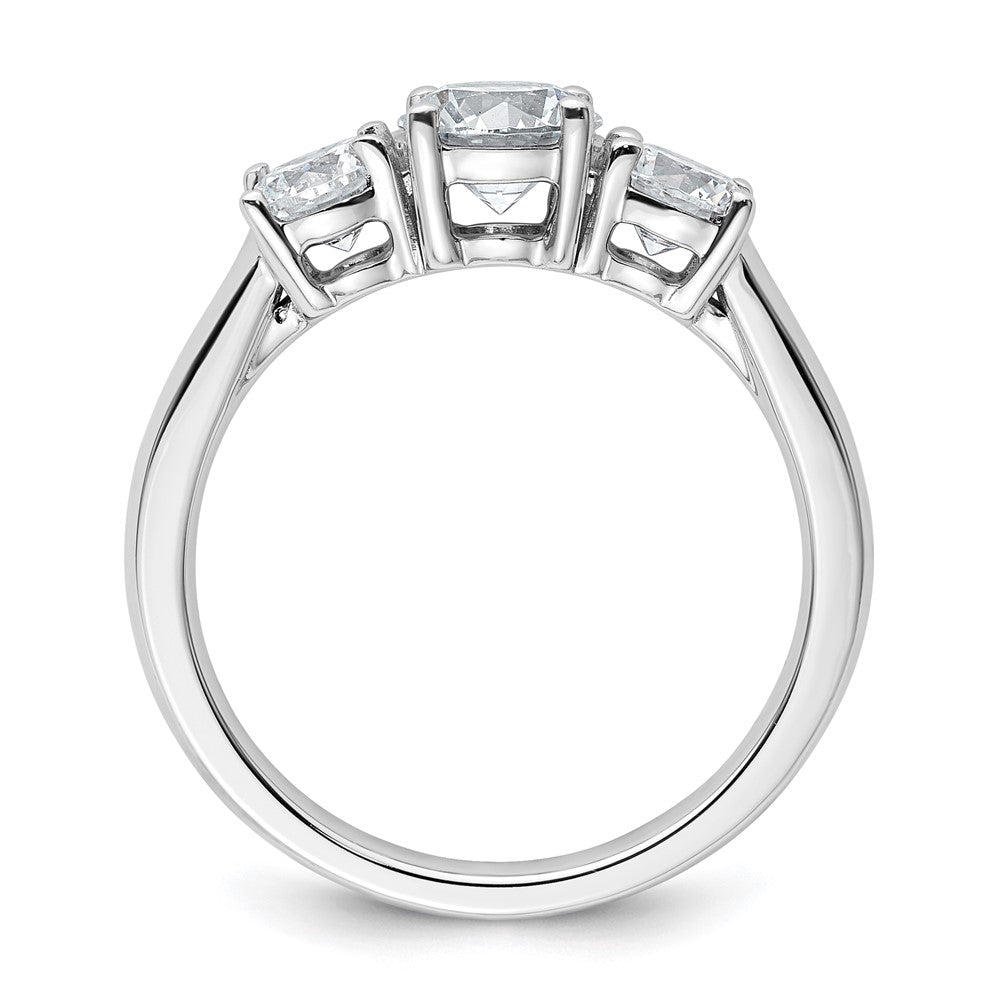 14k White Gold 1 1/2 ct Cert Lab Grown Diamond VS+ F+ 3 Stone Comp Eng Ring