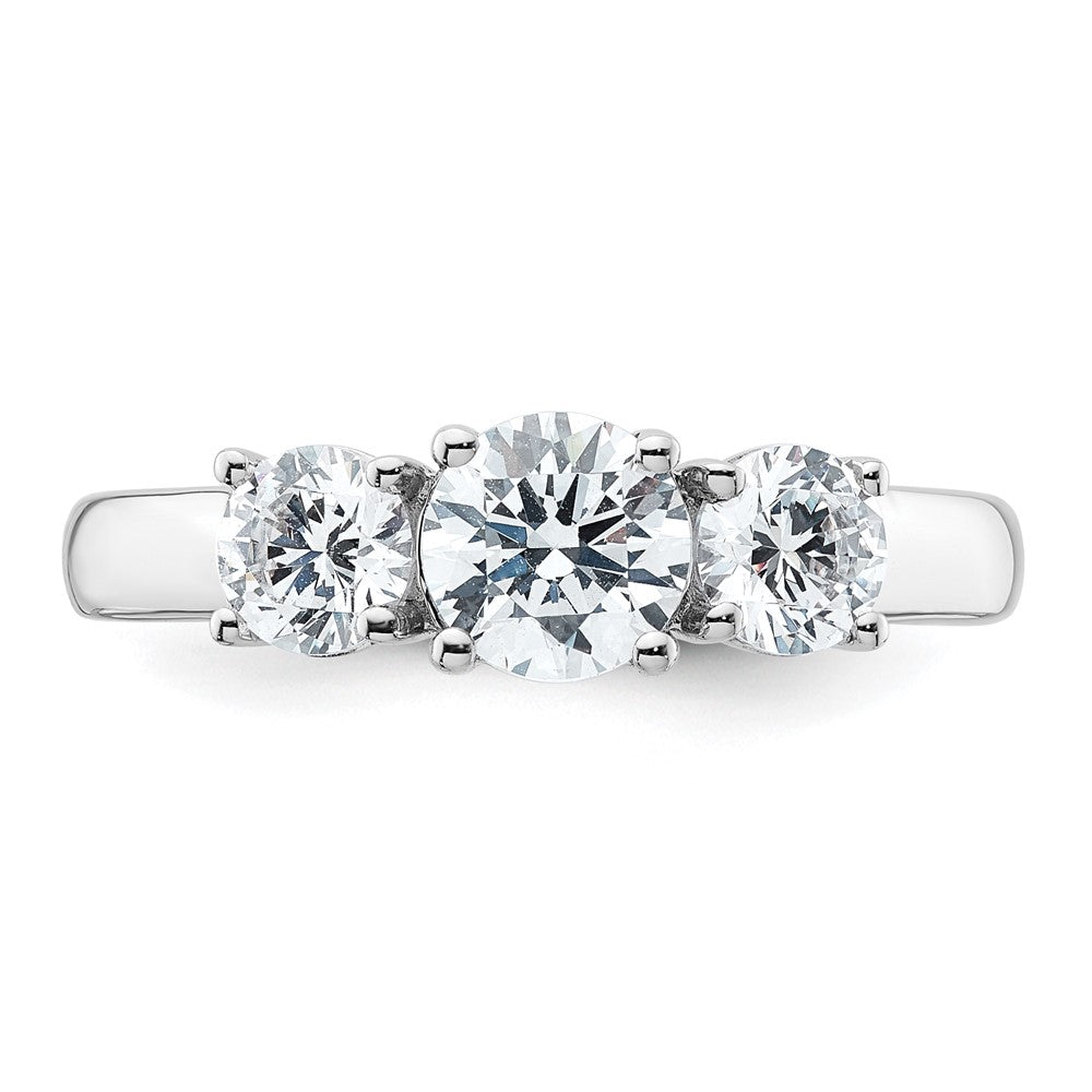 14k White Gold 1 1/2 ct Cert Lab Grown Diamond VS+ F+ 3 Stone Comp Eng Ring