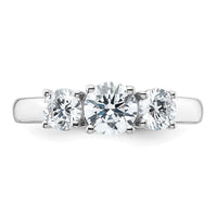 14k White Gold 1 1/2 ct Cert Lab Grown Diamond VS+ F+ 3 Stone Comp Eng Ring