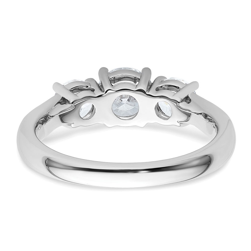 14k White Gold 1 1/2 ct Cert Lab Grown Diamond VS+ F+ 3 Stone Comp Eng Ring