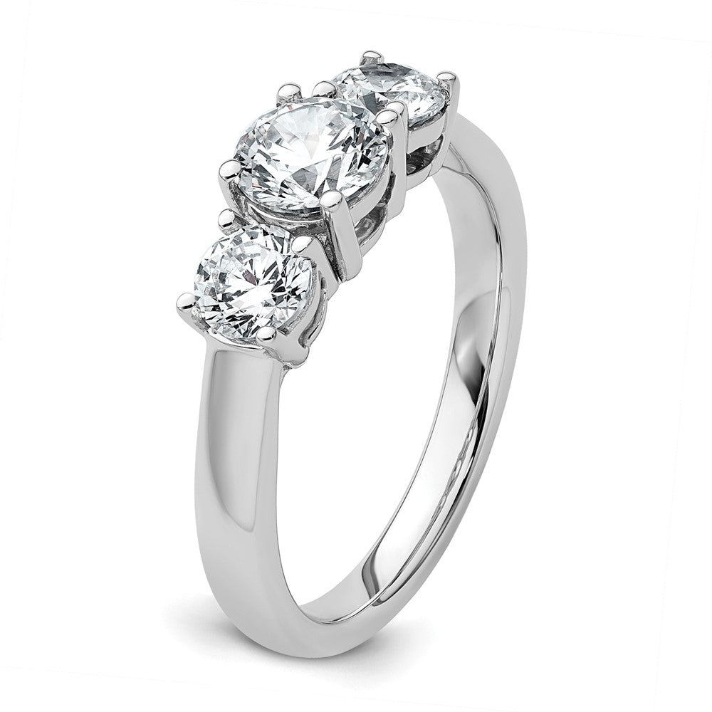 14k White Gold 1 1/2 ct Cert Lab Grown Diamond VS+ F+ 3 Stone Comp Eng Ring