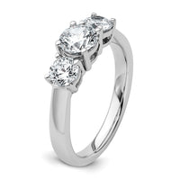 14k White Gold 1 1/2 ct Cert Lab Grown Diamond VS+ F+ 3 Stone Comp Eng Ring