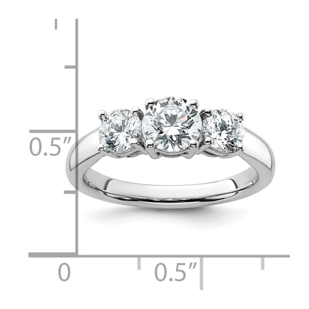 14k White Gold 1 1/2 ct Cert Lab Grown Diamond VS+ F+ 3 Stone Comp Eng Ring