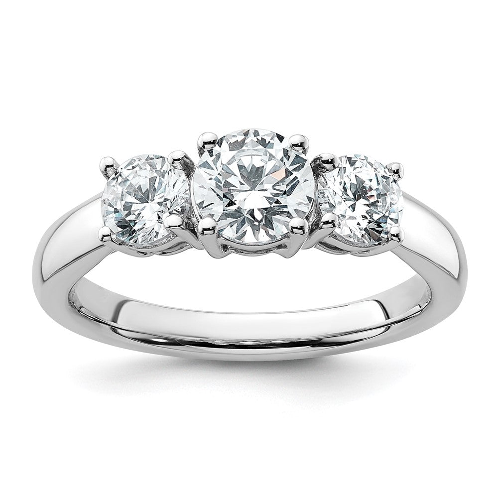 14k White Gold 1 1/2 ct Cert Lab Grown Diamond VS+ F+ 3 Stone Comp Eng Ring