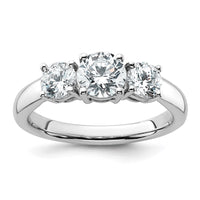 14k White Gold 1 1/2 ct Cert Lab Grown Diamond VS+ F+ 3 Stone Comp Eng Ring