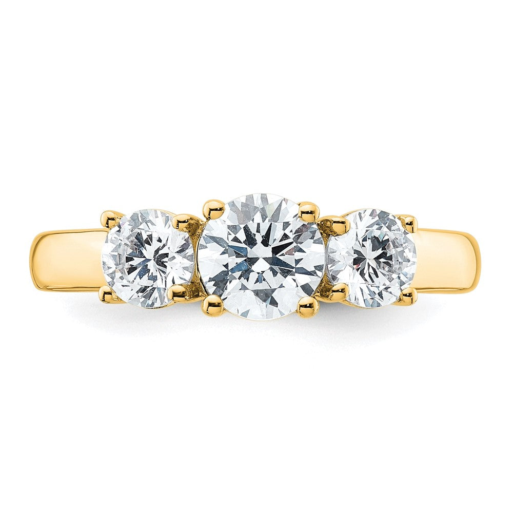 14k 1 1/2 ct Cert Lab Grown Diamond VS+ F+ 3 Stone Complete Engagement Ring