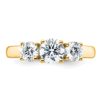 14k 1 1/2 ct Cert Lab Grown Diamond VS/SI+ G+ 3 Stone Complete Eng Ring
