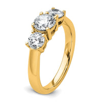 14k 1 1/2 ct Cert Lab Grown Diamond VS+ F+ 3 Stone Complete Engagement Ring