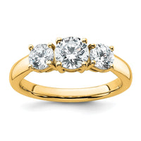 14k 1 1/2 ct Cert Lab Grown Diamond VS+ F+ 3 Stone Complete Engagement Ring
