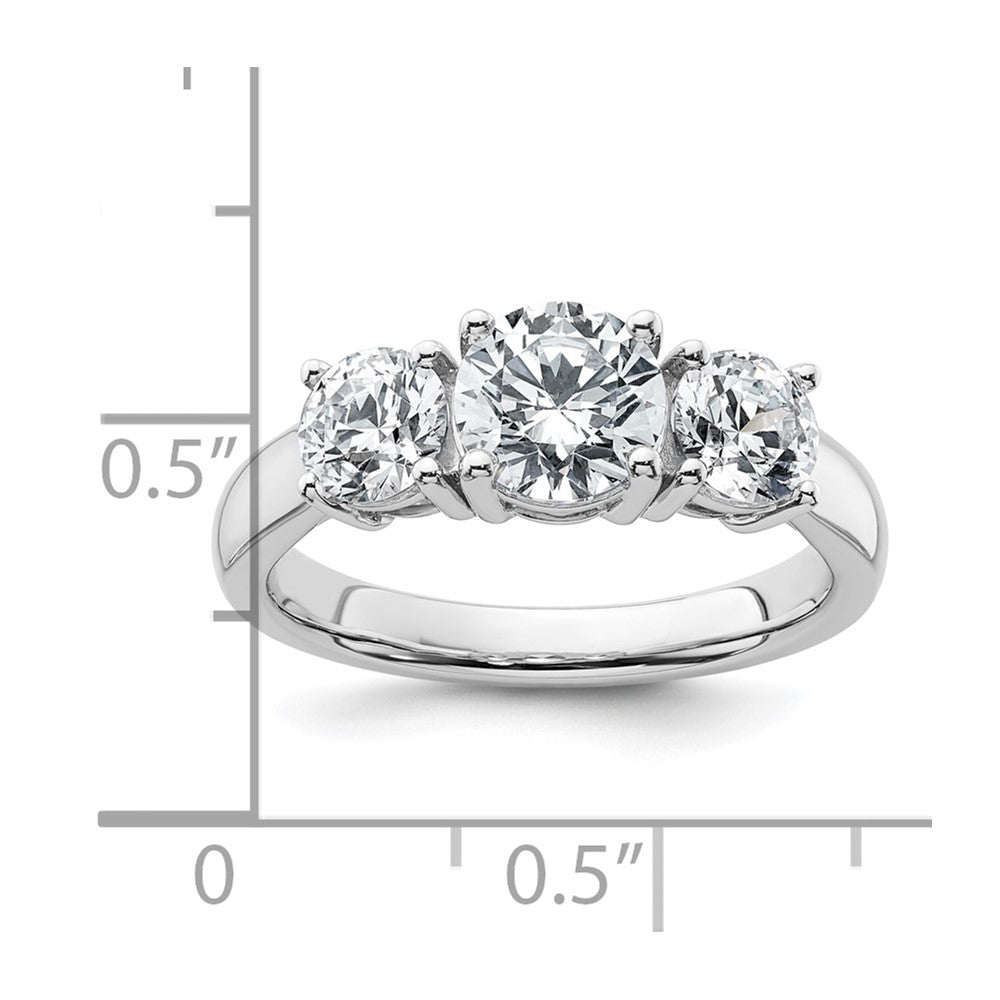 14k White Gold 2ct Cert Lab Grown Diamond VS/SI+ G+ 3 Stone Comp Eng Ring