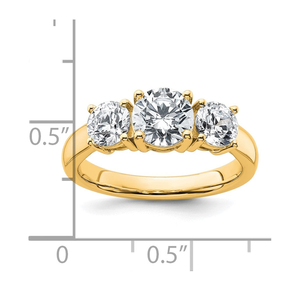 14k 2ct Cert Lab Grown Diamond VS/SI+ G+ 3 Stone Complete Engagement Ring