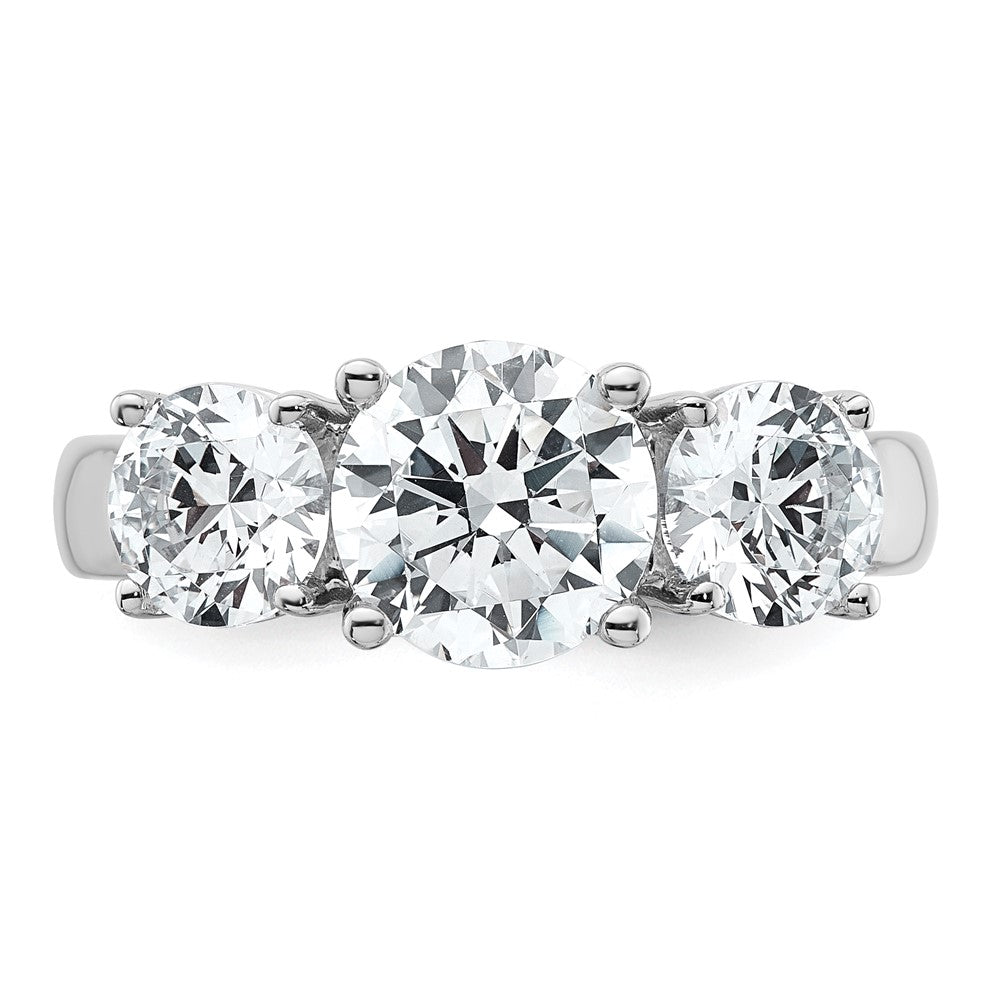 14k White Gold 3 ct Lab Grown Dia VS+ F+ 3 Stone Complete Engagement Ring