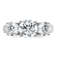 14k White Gold 3 ct Lab Grown Dia VS+ F+ 3 Stone Complete Engagement Ring
