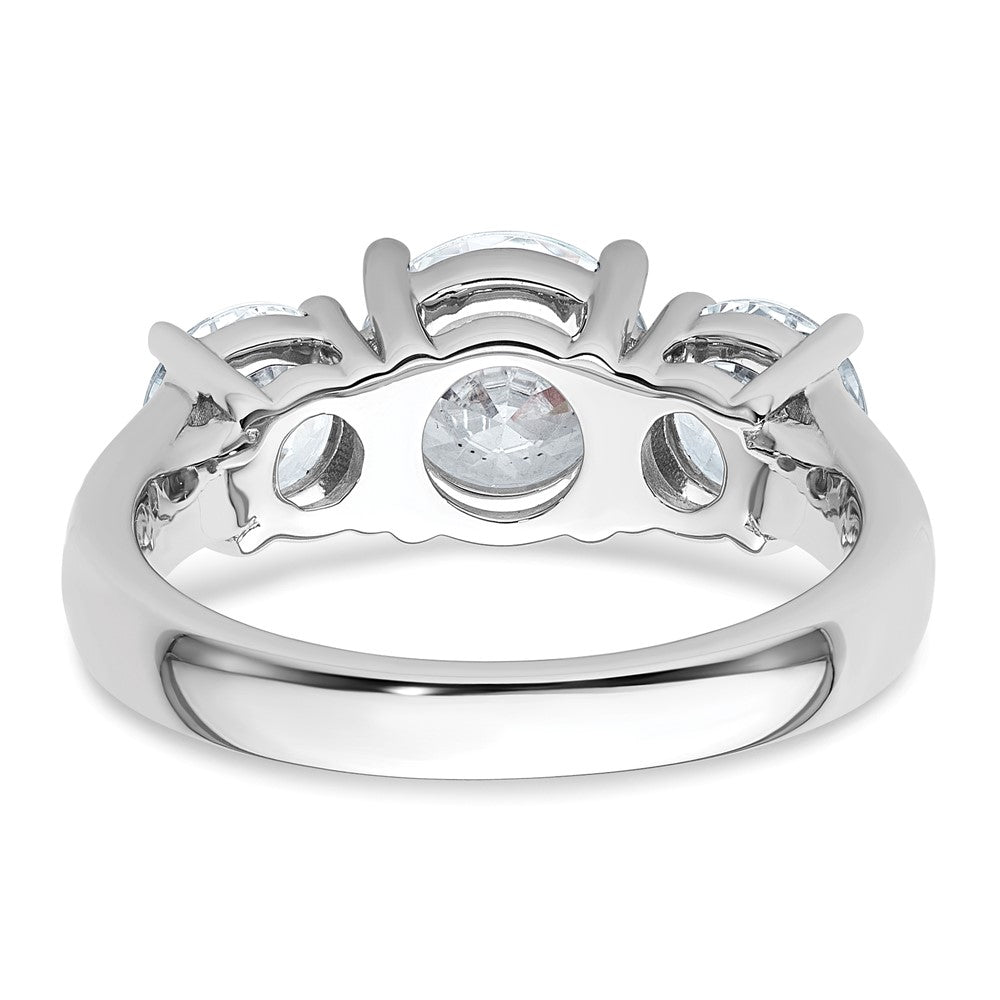 14k White Gold 3 ct Lab Grown Dia VS+ F+ 3 Stone Complete Engagement Ring