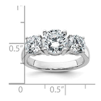 14k White Gold 3 ct Lab Grown Dia VS+ F+ 3 Stone Complete Engagement Ring