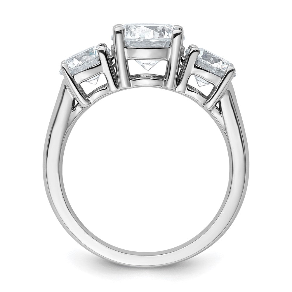 14k White Gold 3 ct Cert Lab Grown Diamond VS+ F+ 3 Stone Comp Eng Ring
