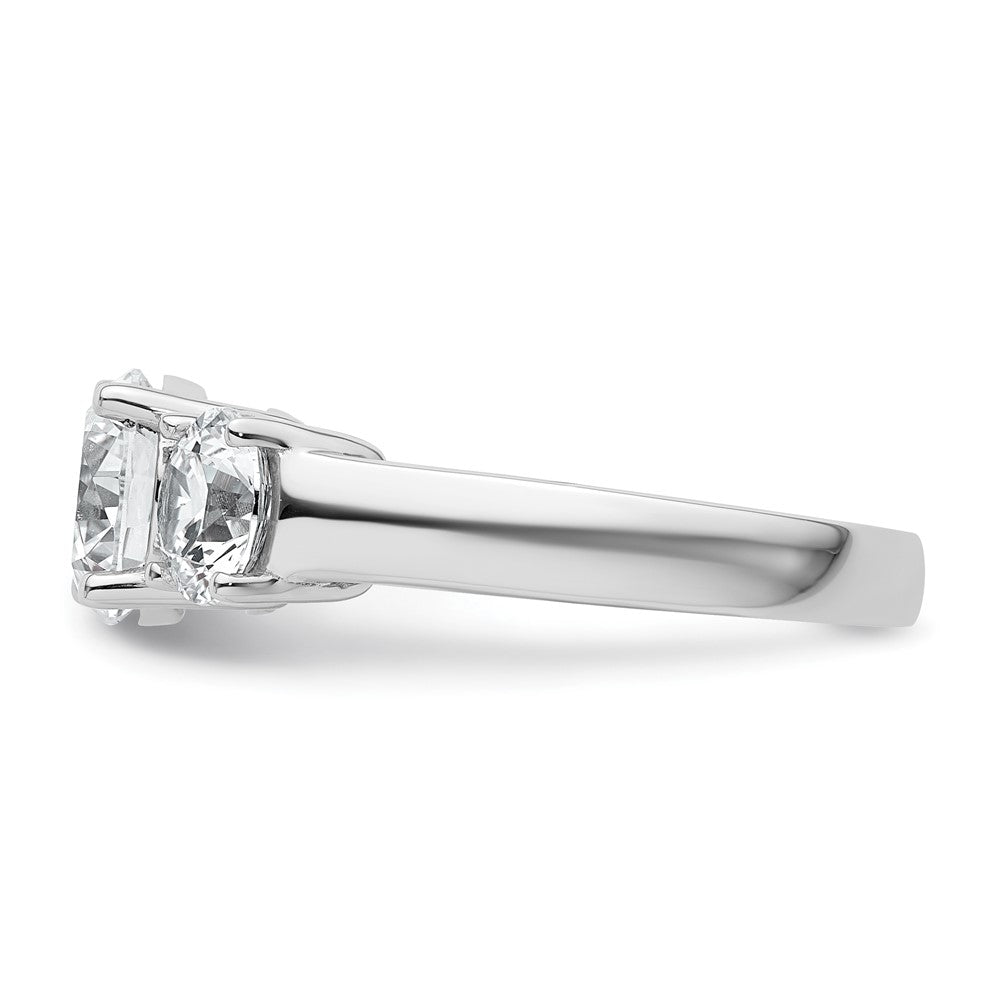 14k White Gold 3 ct Cert Lab Grown Diamond VS+ F+ 3 Stone Comp Eng Ring