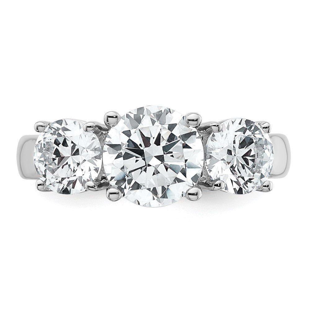 14k White Gold 3 ct Cert Lab Grown Diamond VS+ F+ 3 Stone Comp Eng Ring