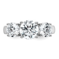 14k White Gold 3 ct Cert Lab Grown Diamond VS+ F+ 3 Stone Comp Eng Ring