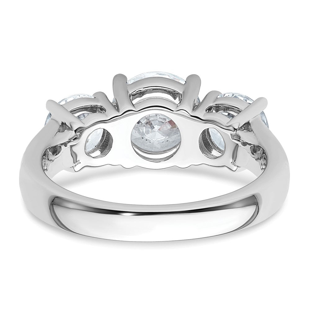 14k White Gold 3 ct Cert Lab Grown Diamond VS+ F+ 3 Stone Comp Eng Ring
