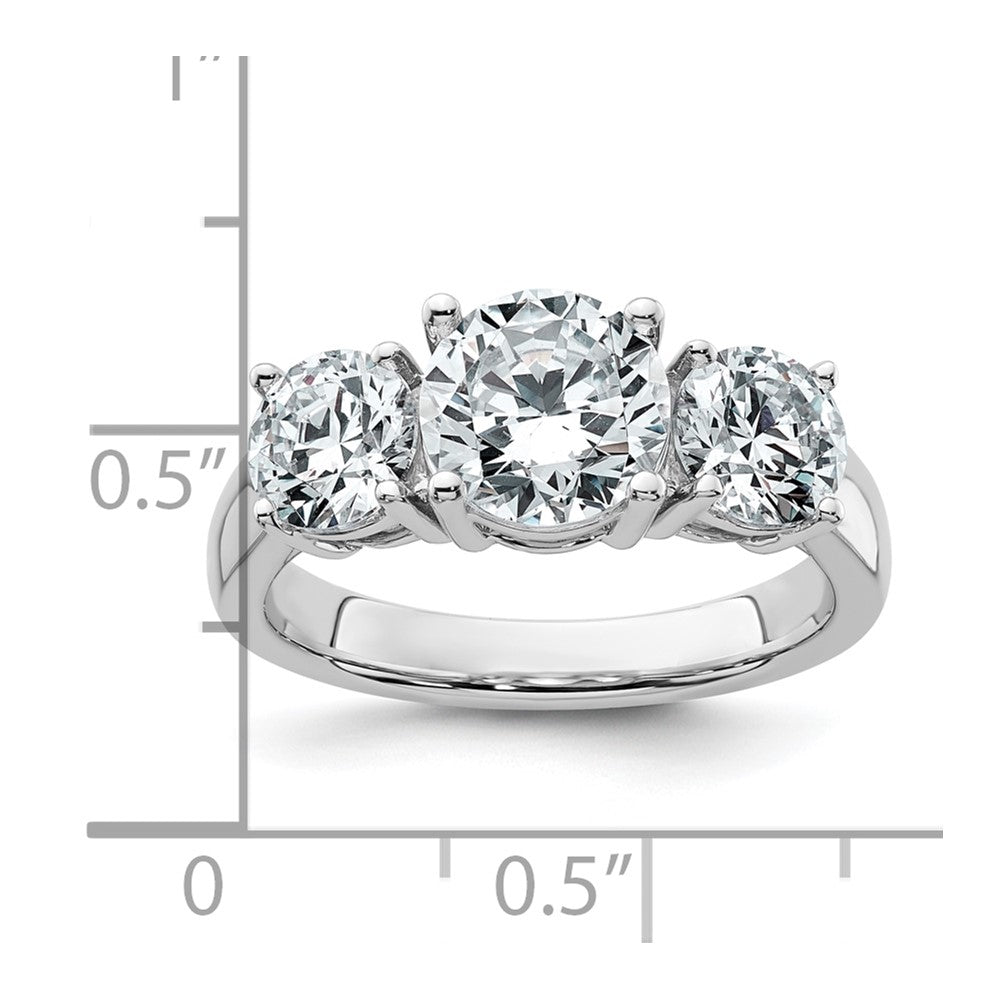 14k White Gold 3 ct Cert Lab Grown Diamond VS+ F+ 3 Stone Comp Eng Ring
