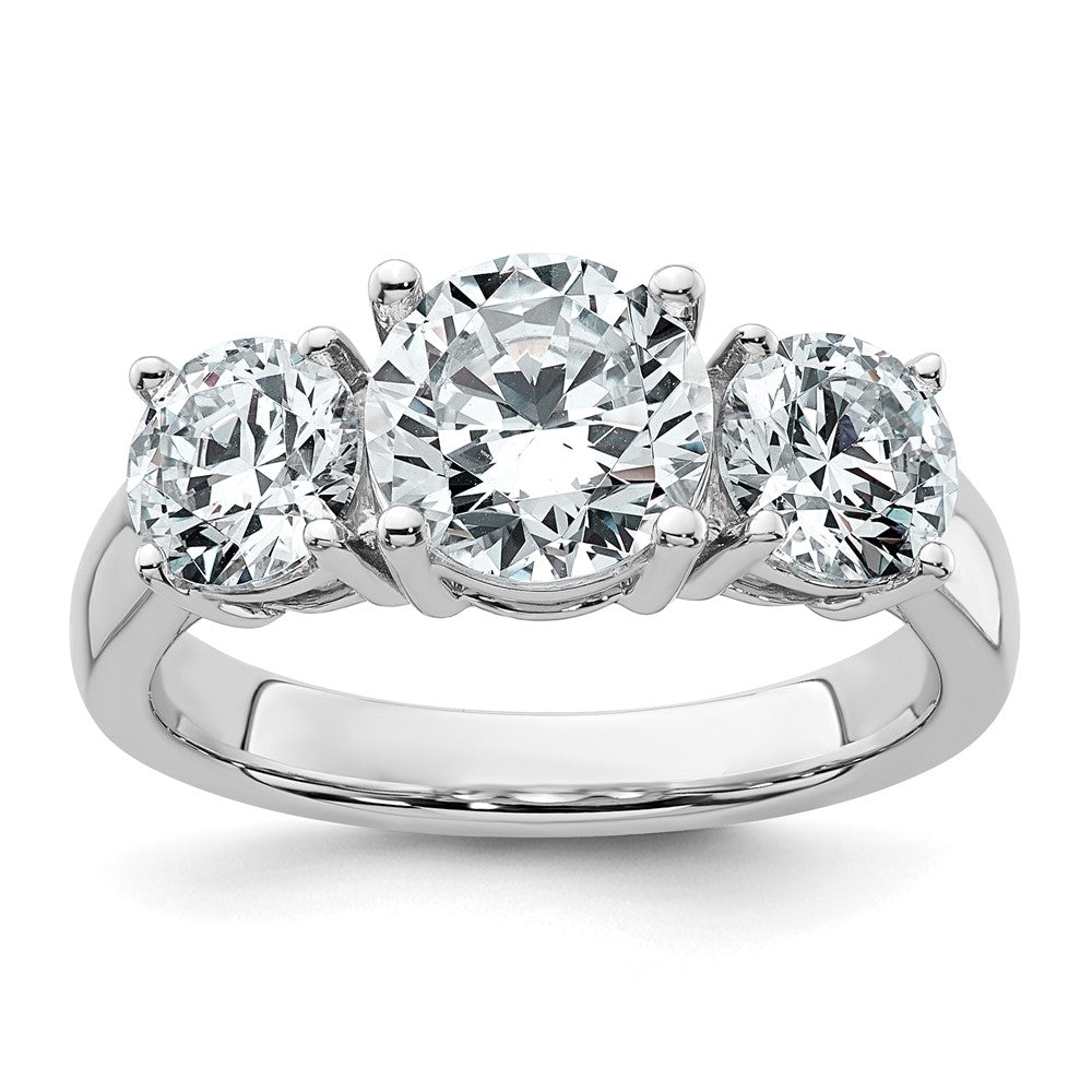 14k White Gold 3 ct Cert Lab Grown Diamond VS+ F+ 3 Stone Comp Eng Ring