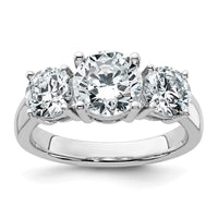 14k White Gold 3 ct Cert Lab Grown Diamond VS+ F+ 3 Stone Comp Eng Ring
