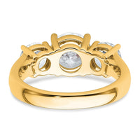 14ky 3ct. Round 3 Stone Ring Mounting