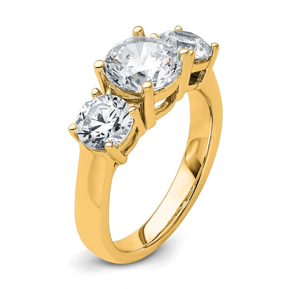 14ky 3ct. Round 3 Stone Ring Mounting
