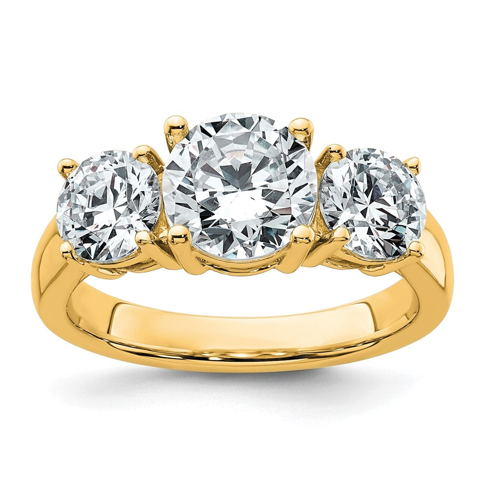 14ky 3ct. Round 3 Stone Ring Mounting