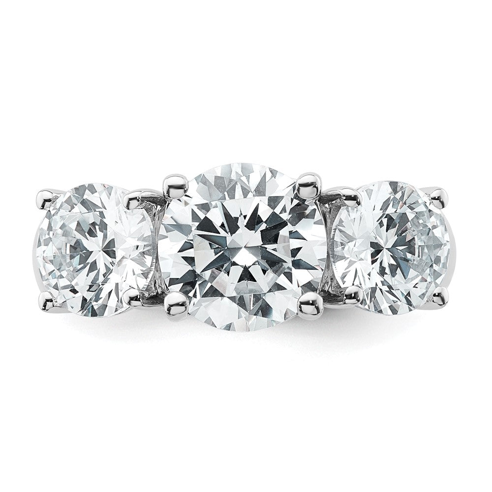 14k White Gold 4 ct Lab Grown Dia VS/SI+ G+ 3 Stone Comp Engagement Ring