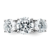 14k White Gold 4 ct Lab Grown Dia VS/SI+ G+ 3 Stone Comp Engagement Ring