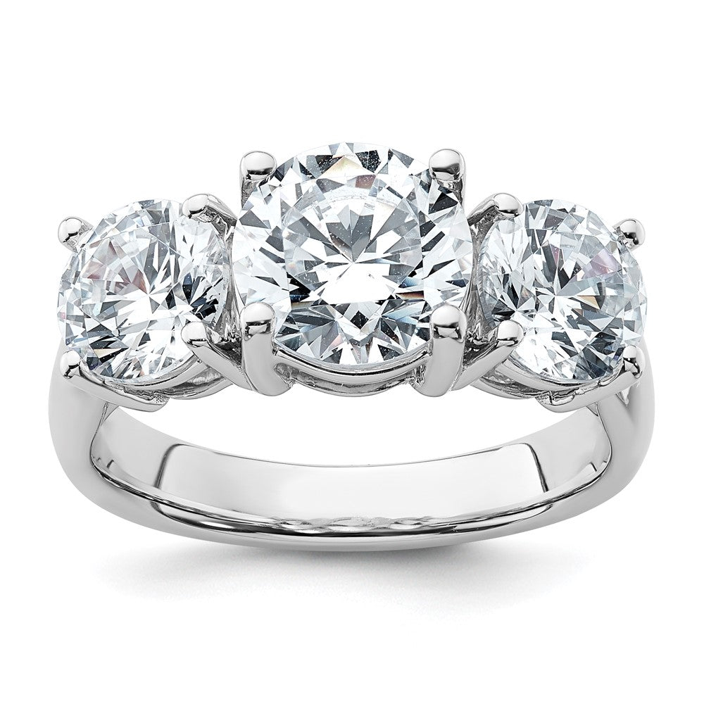 14k White Gold 4 ct Lab Grown Dia VS/SI+ G+ 3 Stone Comp Engagement Ring