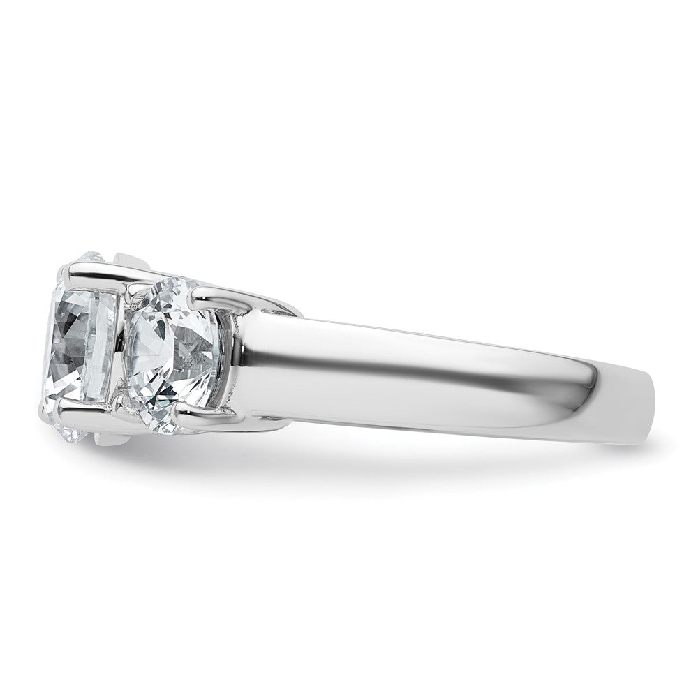 14k White Gold 4 ct Cert Lab Grown Diamond VS+ F+ 3 Stone Comp Eng Ring