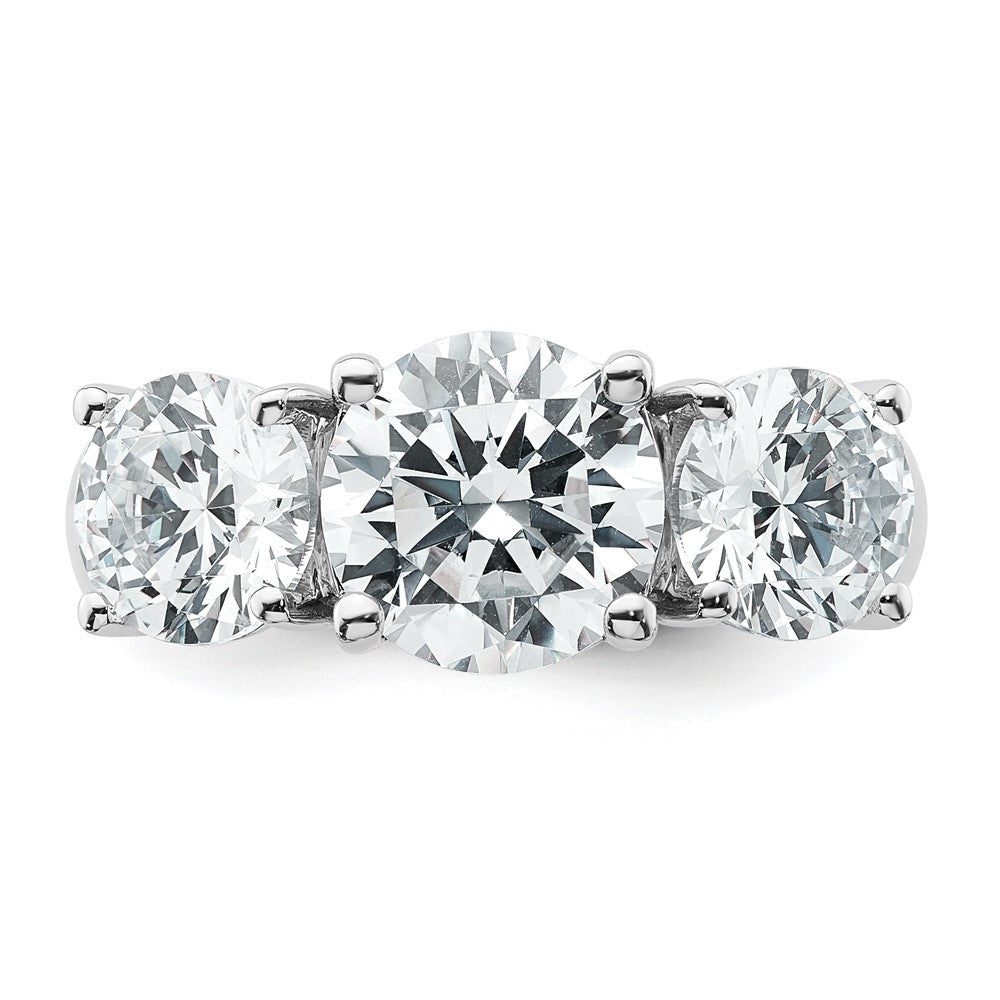 14k White Gold 4 ct Cert Lab Grown Diamond VS+ F+ 3 Stone Comp Eng Ring