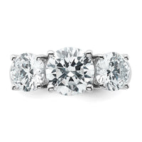 14k White Gold 4 ct Cert Lab Grown Diamond VS+ F+ 3 Stone Comp Eng Ring