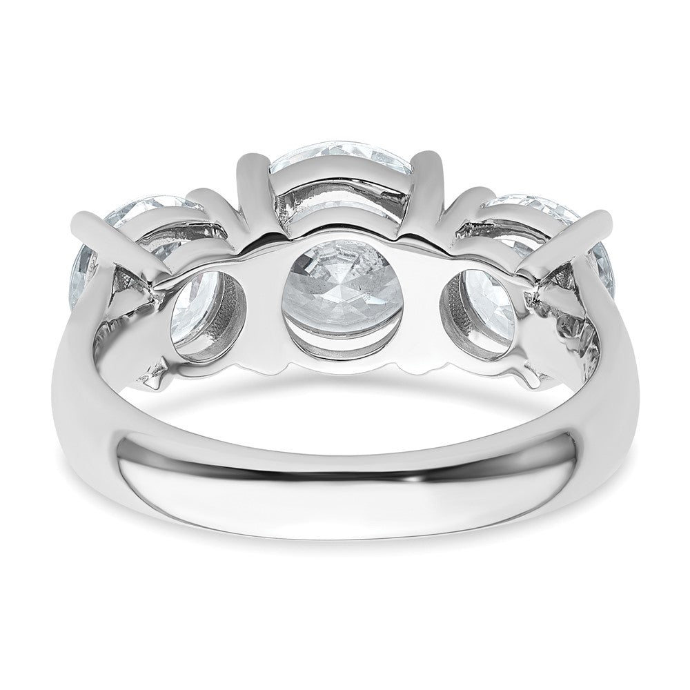 14k White Gold 4 ct Cert Lab Grown Diamond VS+ F+ 3 Stone Comp Eng Ring