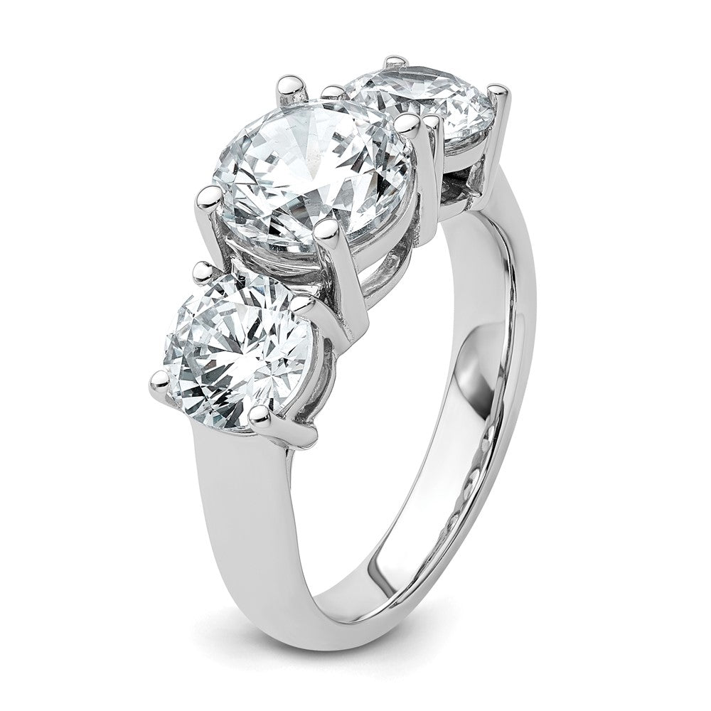 14k White Gold 4 ct Cert Lab Grown Diamond VS+ F+ 3 Stone Comp Eng Ring