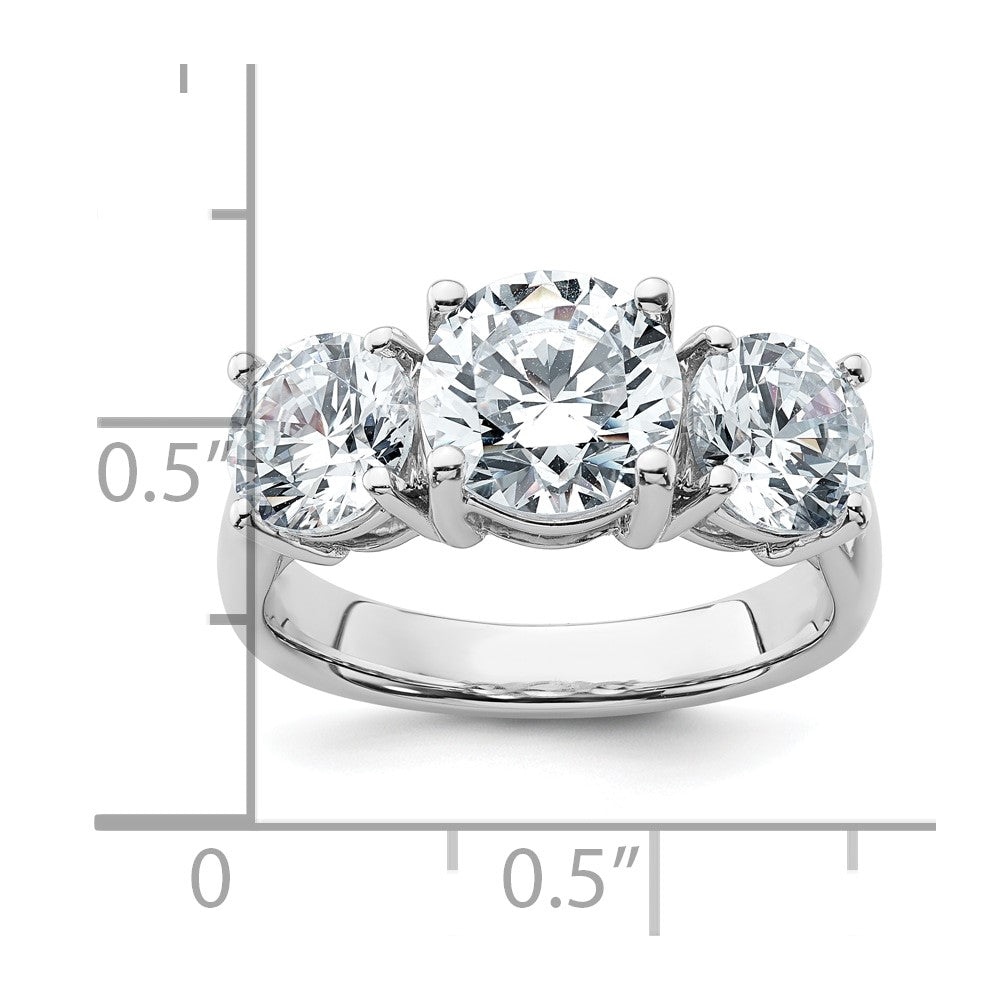 14k White Gold 4 ct Cert Lab Grown Diamond VS+ F+ 3 Stone Comp Eng Ring