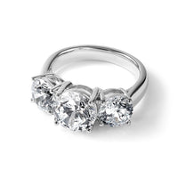 14k White Gold 4 ct Lab Grown Dia VS/SI+ G+ 3 Stone Comp Engagement Ring