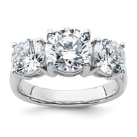 14k White Gold 4 ct Cert Lab Grown Diamond VS+ F+ 3 Stone Comp Eng Ring
