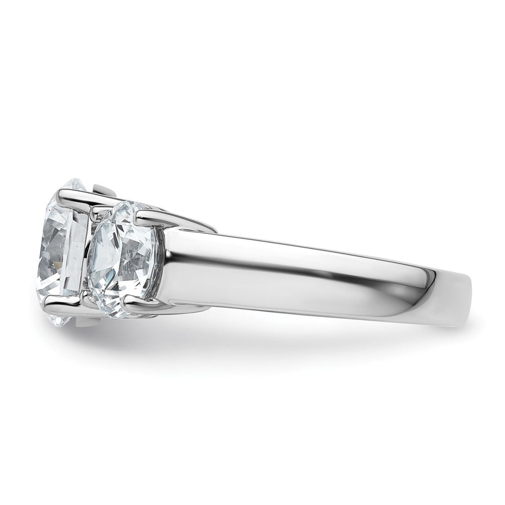 14k White Gold 5 ct Cert Lab Grown Diamond VS/SI+ G+ 3 Stone Comp Eng Ring