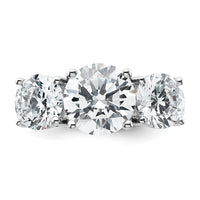 14k White Gold 5 ct Cert Lab Grown Diamond VS/SI+ G+ 3 Stone Comp Eng Ring