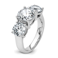 14k White Gold 5 ct Cert Lab Grown Diamond VS/SI+ G+ 3 Stone Comp Eng Ring