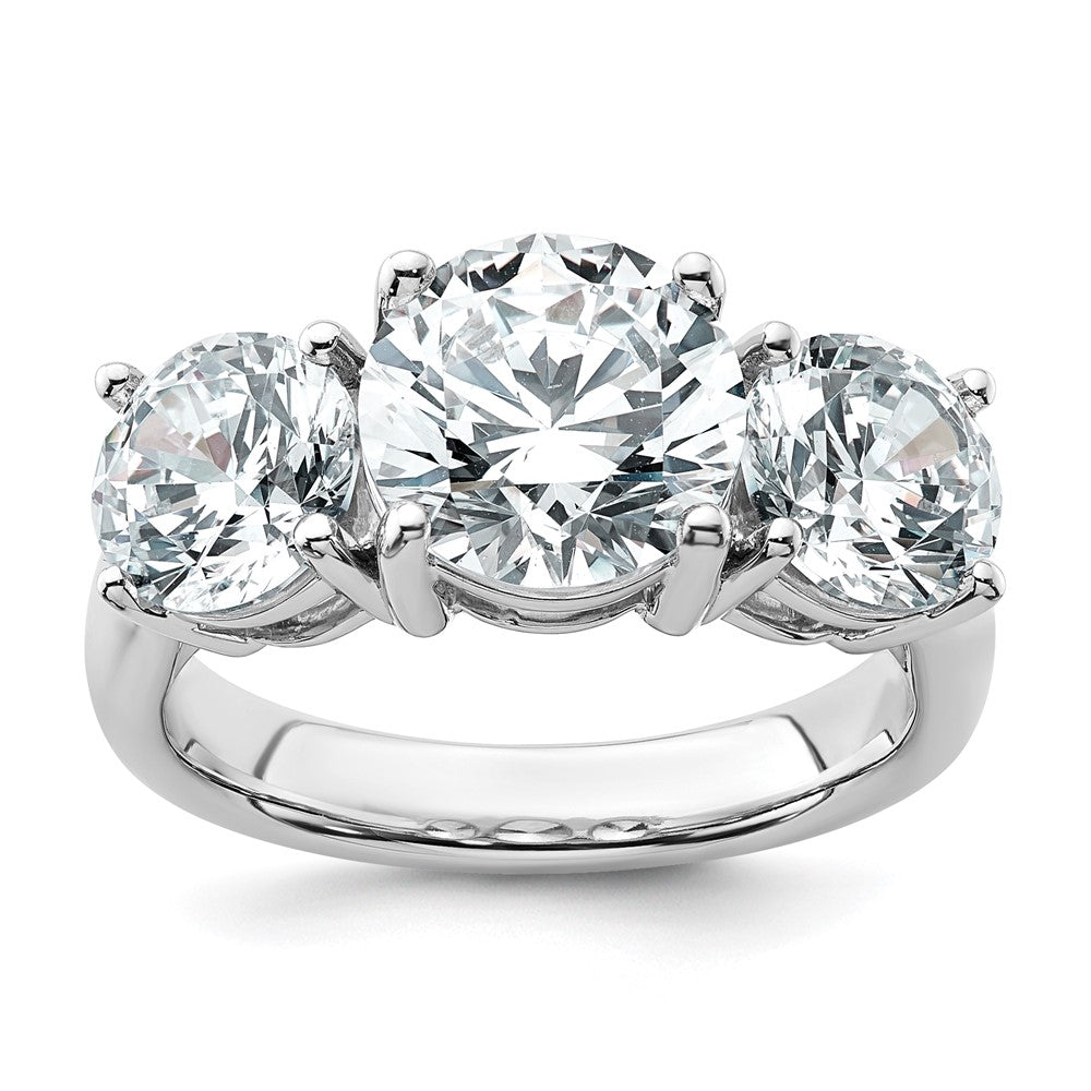 14k White Gold 5 ct Cert Lab Grown Diamond VS/SI+ G+ 3 Stone Comp Eng Ring