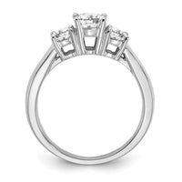 14k White Gold 1 ct Lab Grown Dia VS/SI+ G+ Comp 3 Stone Engagement Ring