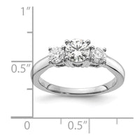 14k White Gold 1 1/2ct Lab Grown Dia VS/SI+ G+ Comp 3 Stone Eng Ring