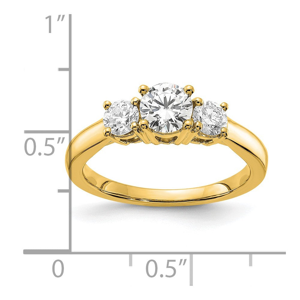 14k 1/2 ct Lab Grown Diamond VS/SI+ G+ 1/2 ct Center 3 Stone Semi Eng Ring