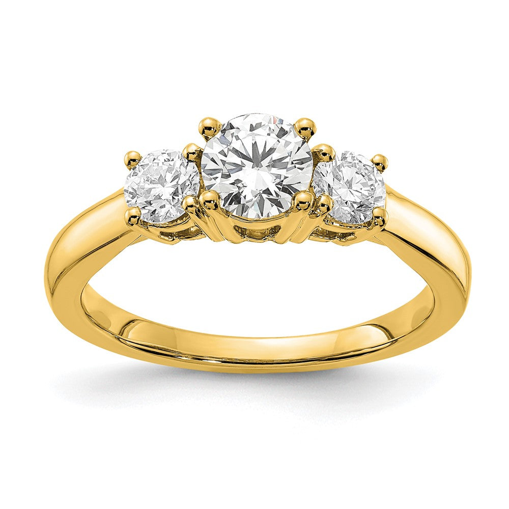 14k 1/2 ct Lab Grown Diamond VS/SI+ G+ 1/2 ct Center 3 Stone Semi Eng Ring